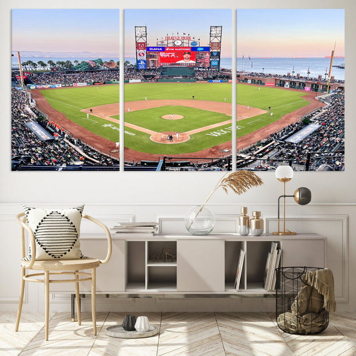 Oracle Park Wall Art Print San Francisco Giants Stadium Canvas Print Baseball Wall Art, MLB Wall Decor, Baseball Lover Gifts Dorm Wall Decor