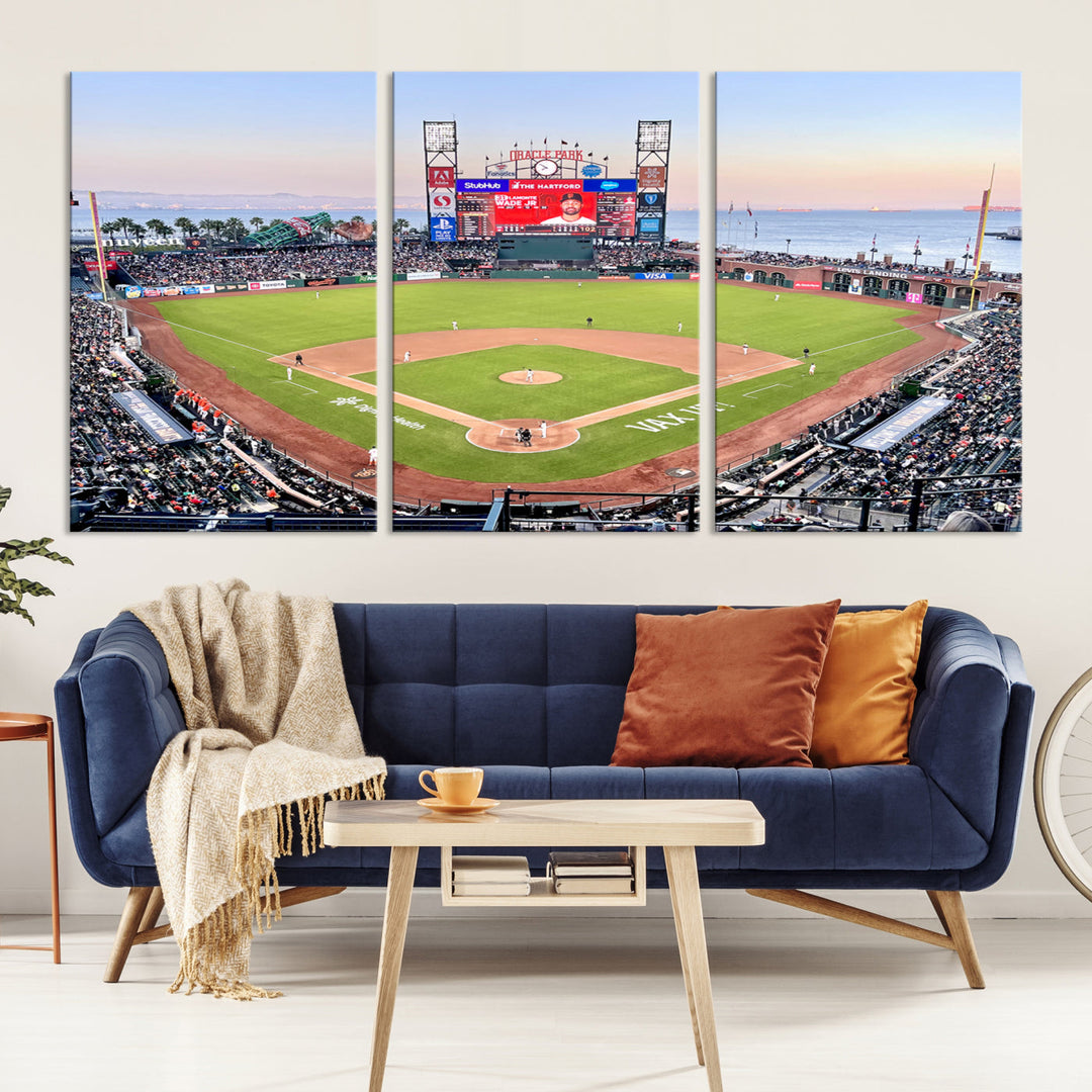 Oracle Park Wall Art Print San Francisco Giants Stadium Canvas Print Baseball Wall Art, MLB Wall Decor, Baseball Lover Gifts Dorm Wall Decor