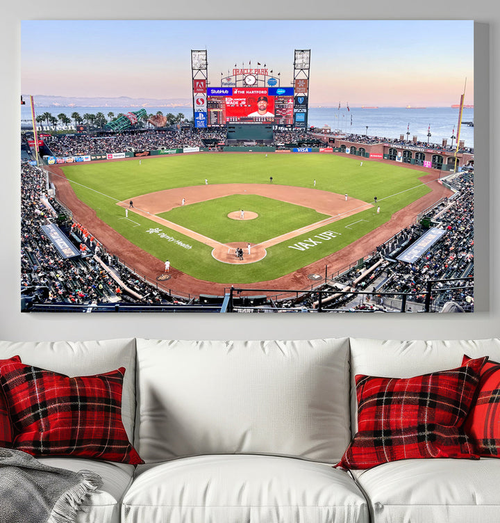 Oracle Park Wall Art Print San Francisco Giants Stadium Canvas Print Baseball Wall Art, MLB Wall Decor, Baseball Lover Gifts Dorm Wall Decor