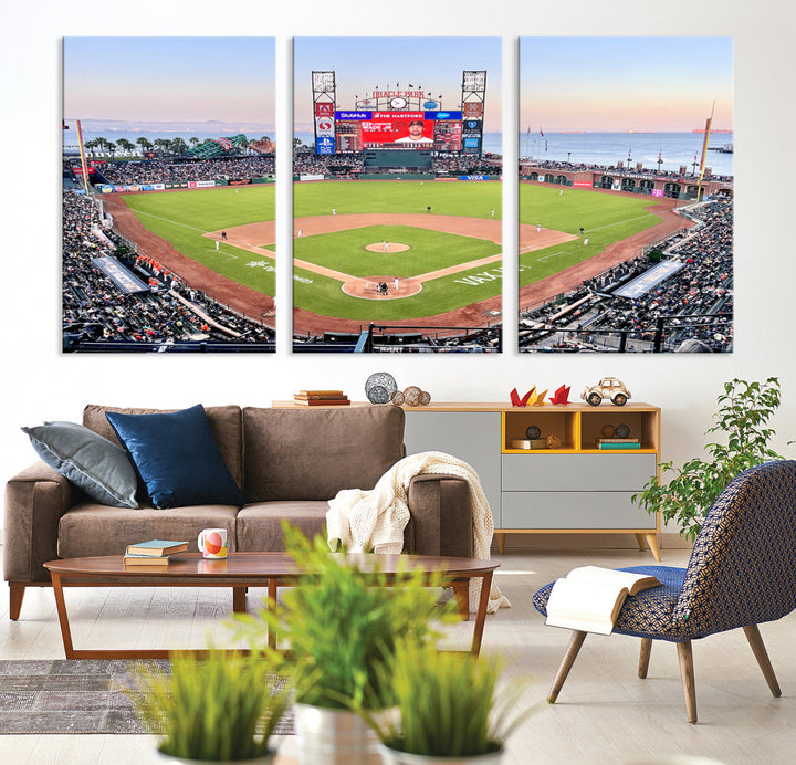 Oracle Park Wall Art Print San Francisco Giants Stadium Canvas Print Baseball Wall Art, MLB Wall Decor, Baseball Lover Gifts Dorm Wall Decor