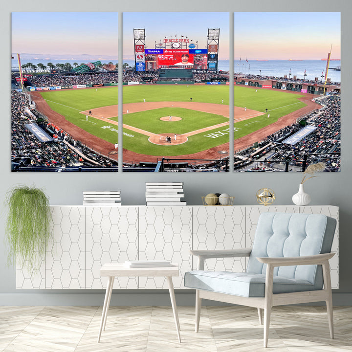 Oracle Park Wall Art Print San Francisco Giants Stadium Canvas Print Baseball Wall Art, MLB Wall Decor, Baseball Lover Gifts Dorm Wall Decor