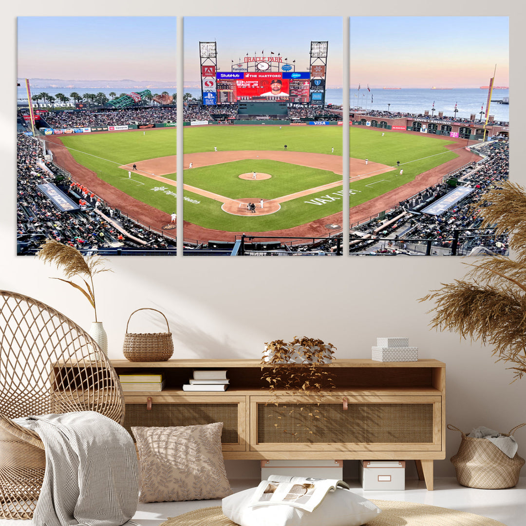 Oracle Park Wall Art Print San Francisco Giants Stadium Canvas Print Baseball Wall Art, MLB Wall Decor, Baseball Lover Gifts Dorm Wall Decor