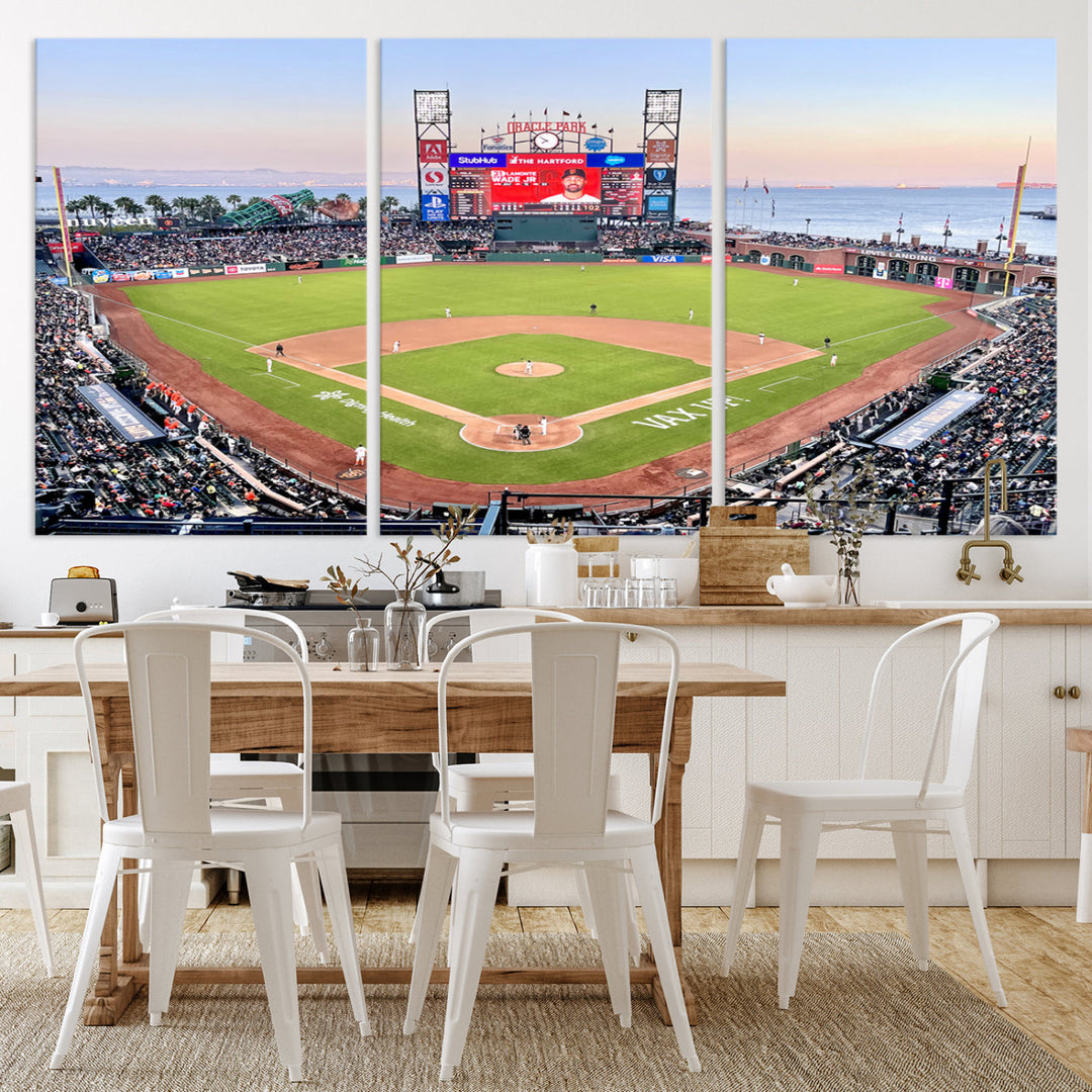 Oracle Park Wall Art Print San Francisco Giants Stadium Canvas Print Baseball Wall Art, MLB Wall Decor, Baseball Lover Gifts Dorm Wall Decor