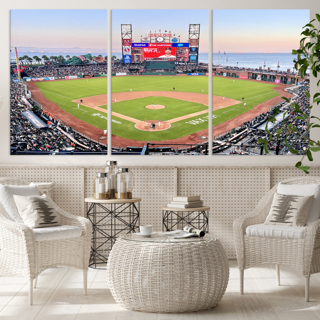 Oracle Park Wall Art Print San Francisco Giants Stadium Canvas Print Baseball Wall Art, MLB Wall Decor, Baseball Lover Gifts Dorm Wall Decor