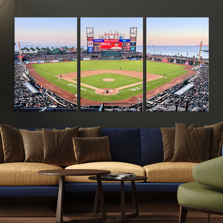 Oracle Park Wall Art Print San Francisco Giants Stadium Canvas Print Baseball Wall Art, MLB Wall Decor, Baseball Lover Gifts Dorm Wall Decor