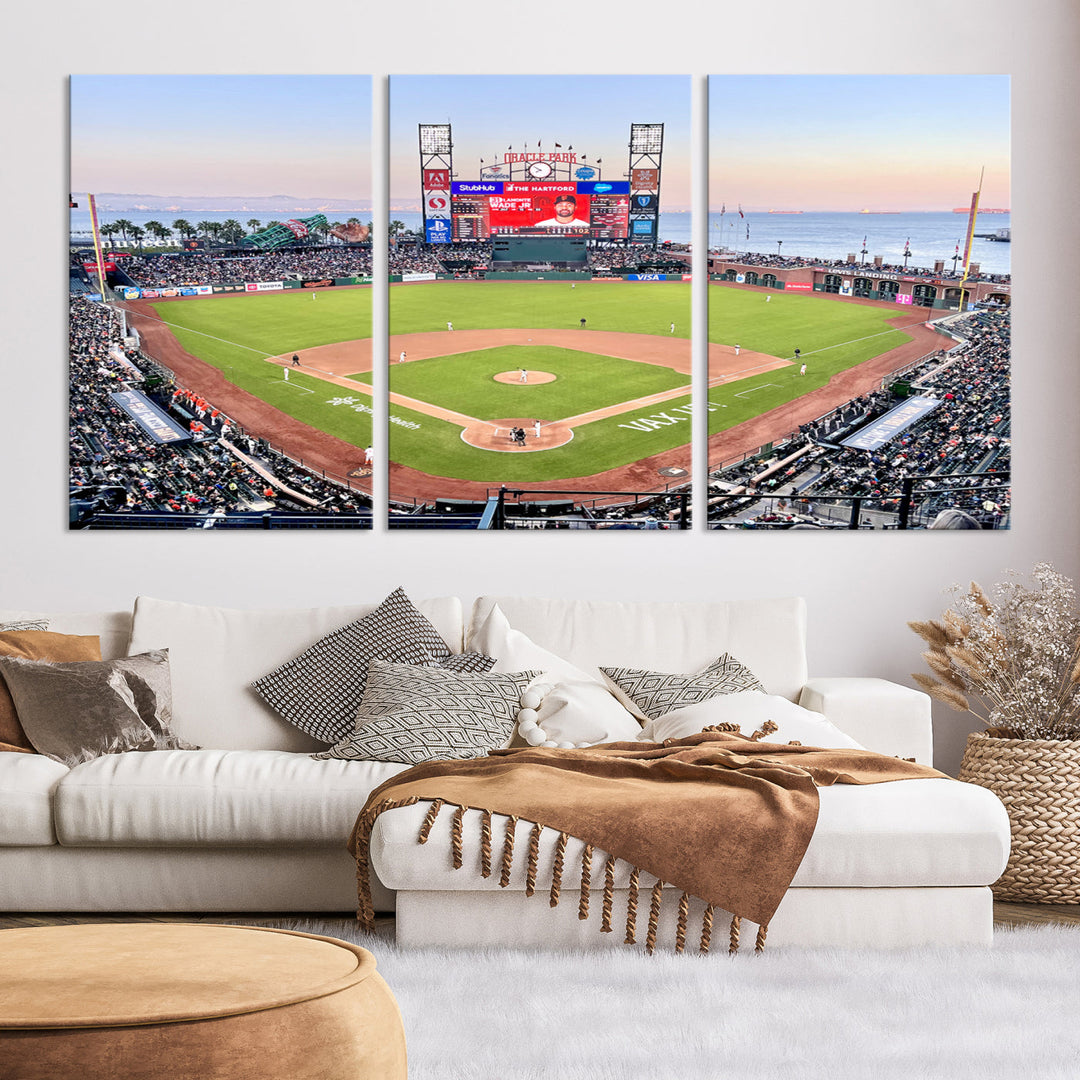 Oracle Park Wall Art Print San Francisco Giants Stadium Canvas Print Baseball Wall Art, MLB Wall Decor, Baseball Lover Gifts Dorm Wall Decor