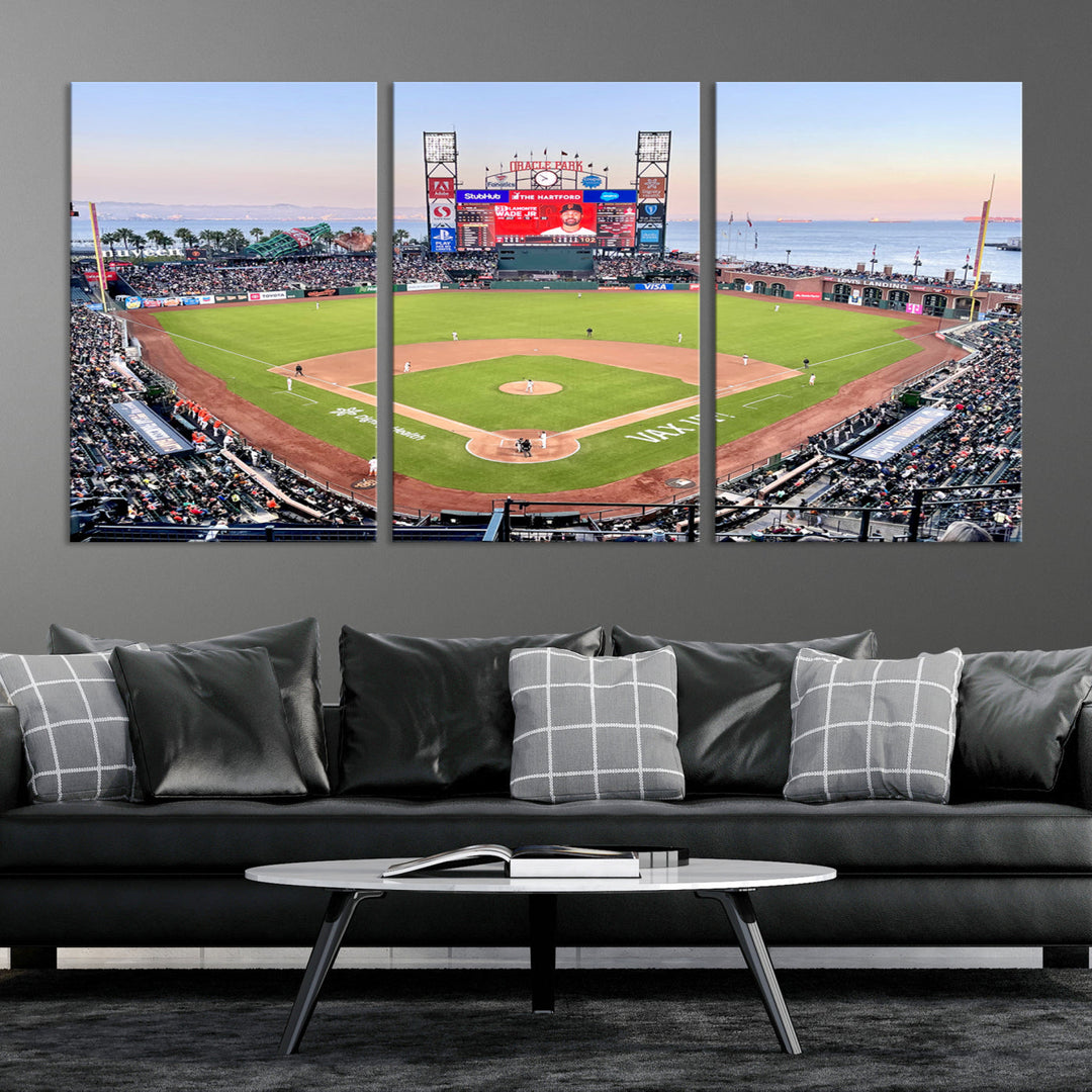 Oracle Park Wall Art Print San Francisco Giants Stadium Canvas Print Baseball Wall Art, MLB Wall Decor, Baseball Lover Gifts Dorm Wall Decor