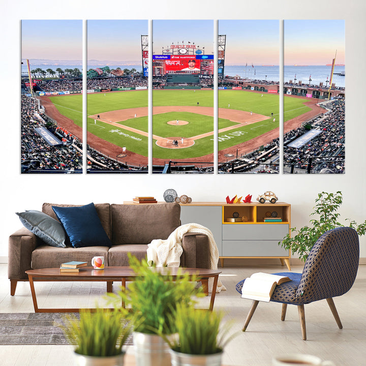 Oracle Park Wall Art Print San Francisco Giants Stadium Canvas Print Baseball Wall Art, MLB Wall Decor, Baseball Lover Gifts Dorm Wall Decor