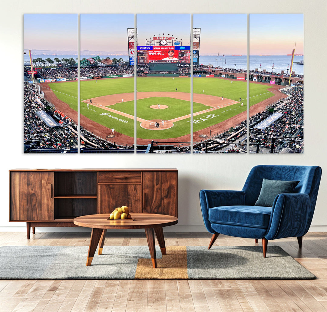 Oracle Park Wall Art Print San Francisco Giants Stadium Canvas Print Baseball Wall Art, MLB Wall Decor, Baseball Lover Gifts Dorm Wall Decor