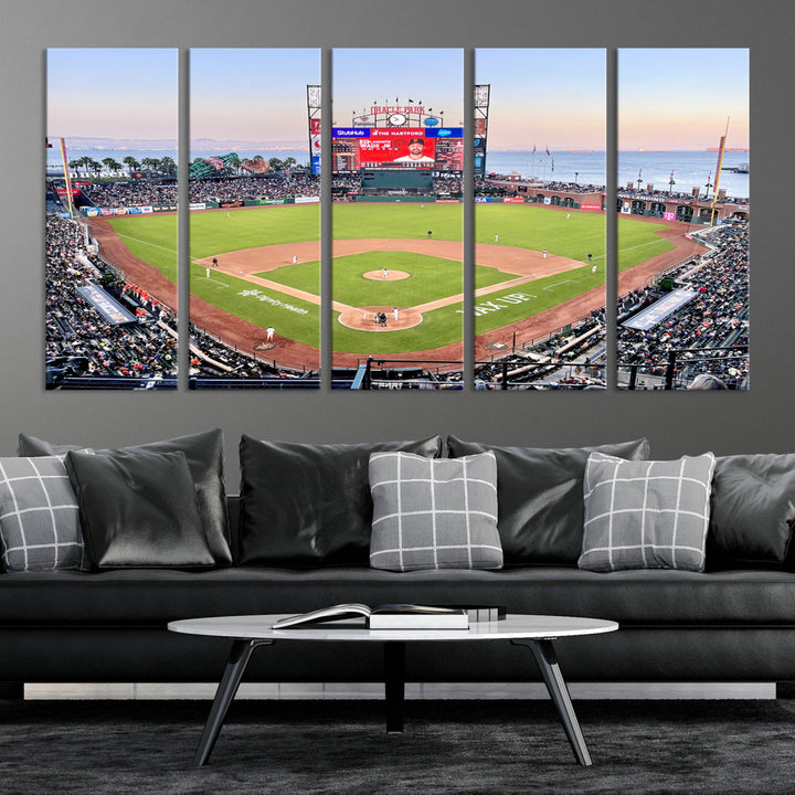 Oracle Park Wall Art Print San Francisco Giants Stadium Canvas Print Baseball Wall Art, MLB Wall Decor, Baseball Lover Gifts Dorm Wall Decor