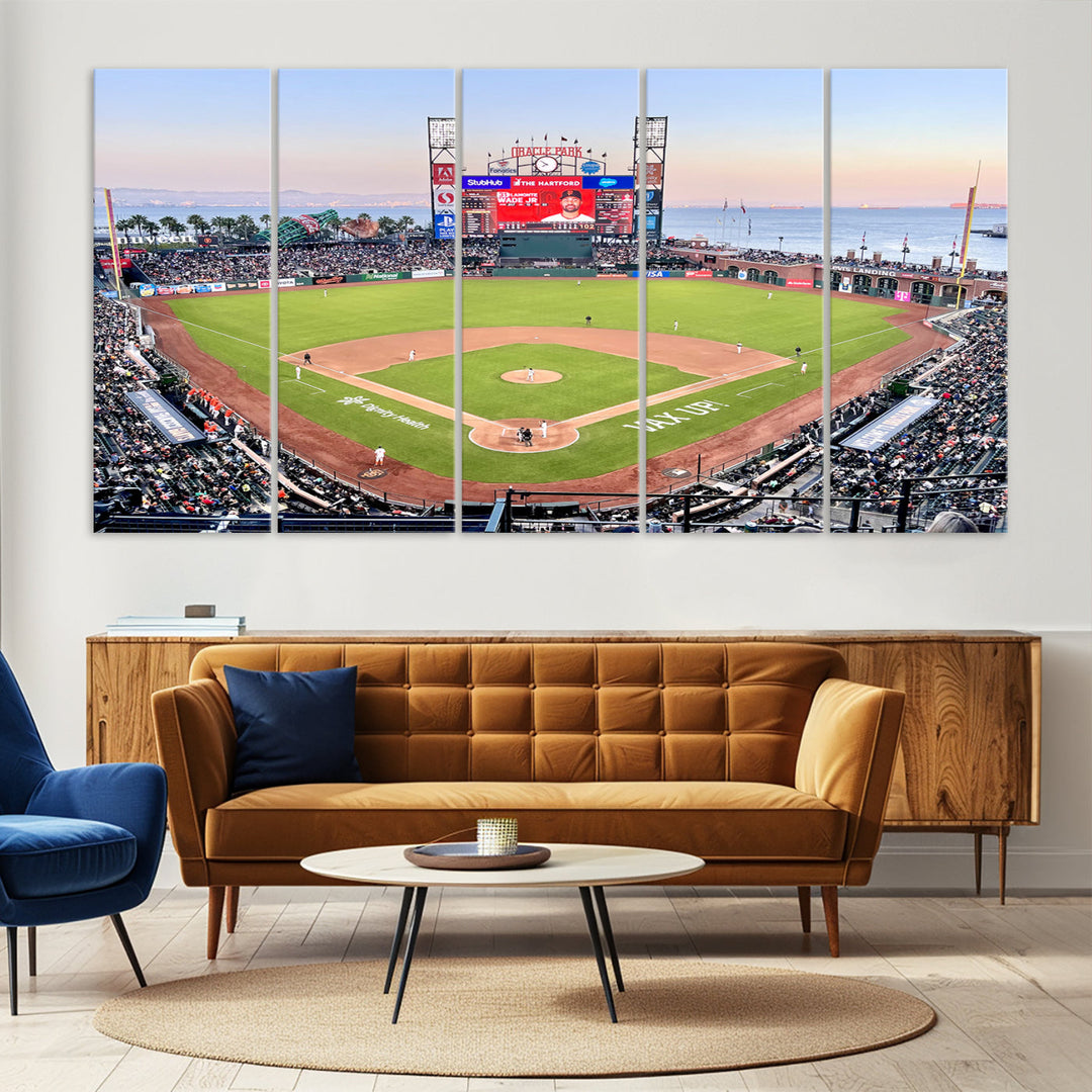 Oracle Park Wall Art Print San Francisco Giants Stadium Canvas Print Baseball Wall Art, MLB Wall Decor, Baseball Lover Gifts Dorm Wall Decor