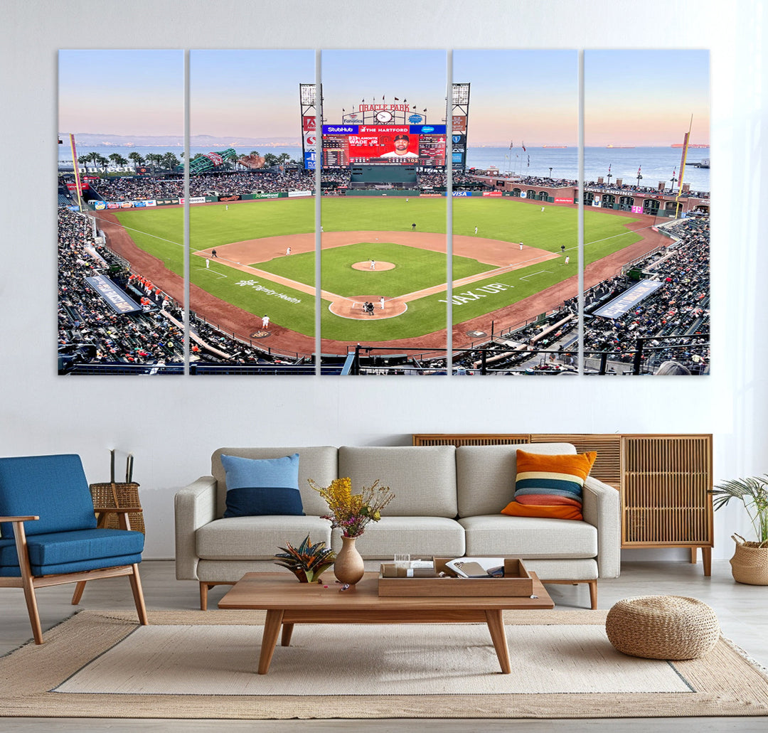 Oracle Park Wall Art Print San Francisco Giants Stadium Canvas Print Baseball Wall Art, MLB Wall Decor, Baseball Lover Gifts Dorm Wall Decor