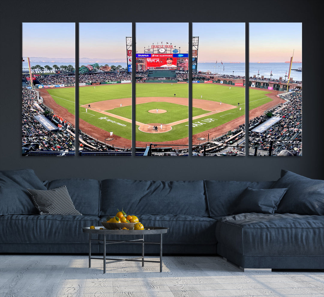 Oracle Park Wall Art Print San Francisco Giants Stadium Canvas Print Baseball Wall Art, MLB Wall Decor, Baseball Lover Gifts Dorm Wall Decor