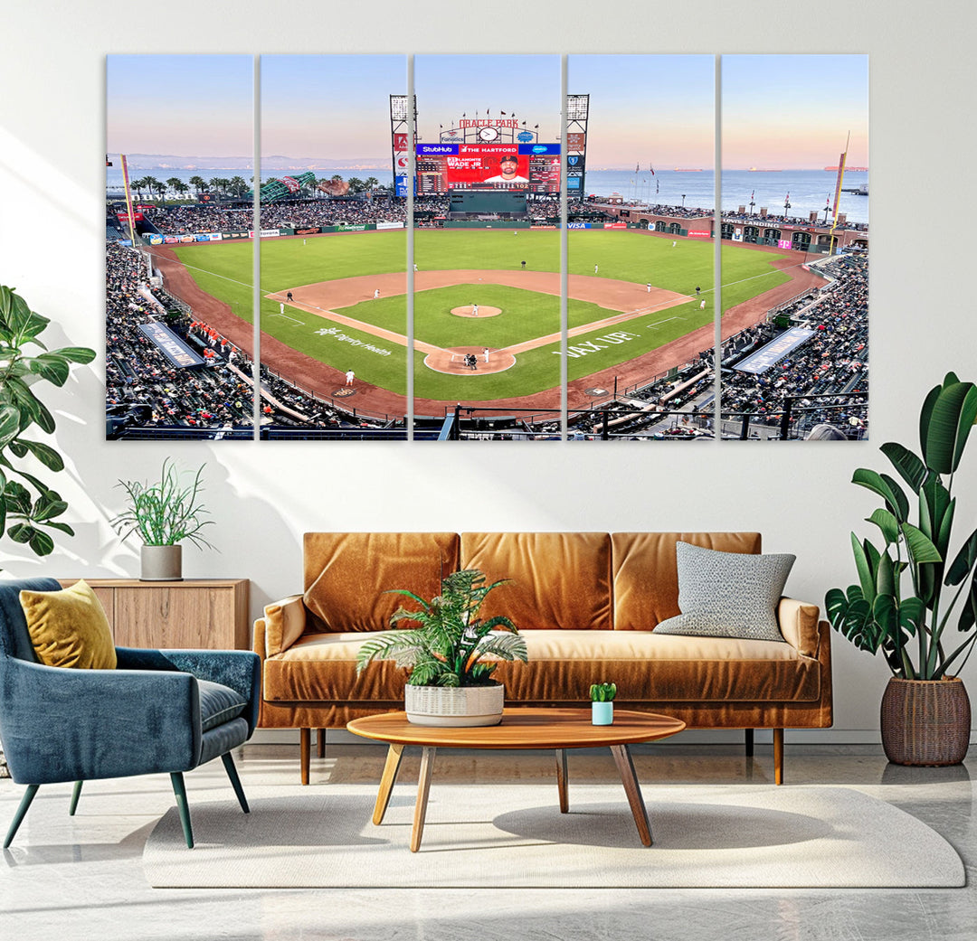 Oracle Park Wall Art Print San Francisco Giants Stadium Canvas Print Baseball Wall Art, MLB Wall Decor, Baseball Lover Gifts Dorm Wall Decor