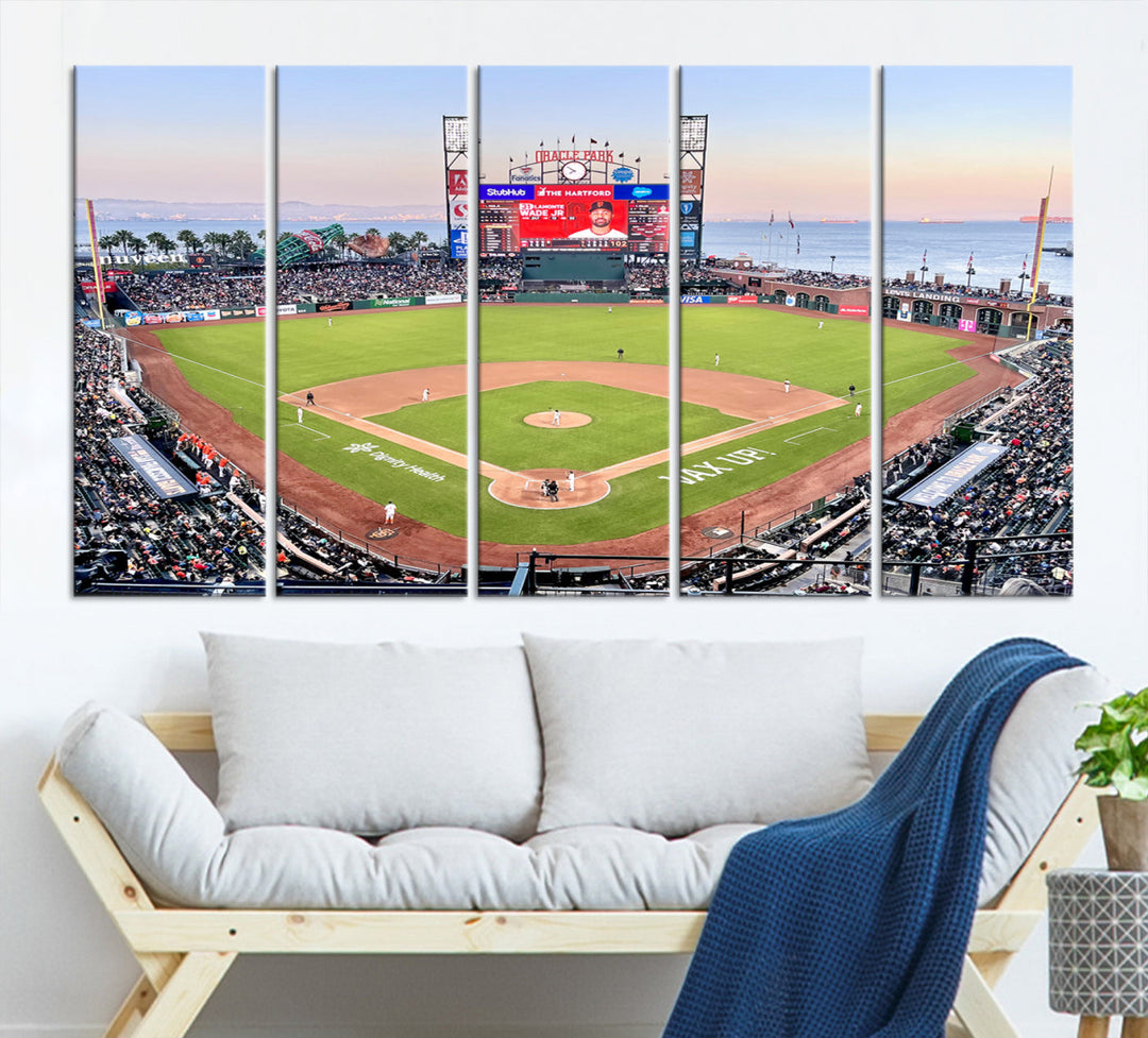 Oracle Park Wall Art Print San Francisco Giants Stadium Canvas Print Baseball Wall Art, MLB Wall Decor, Baseball Lover Gifts Dorm Wall Decor