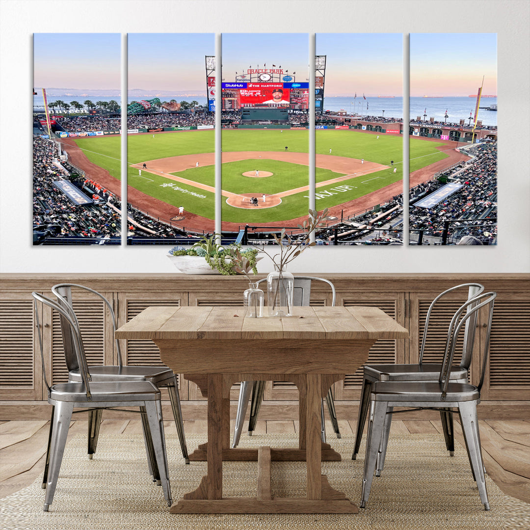 Oracle Park Wall Art Print San Francisco Giants Stadium Canvas Print Baseball Wall Art, MLB Wall Decor, Baseball Lover Gifts Dorm Wall Decor