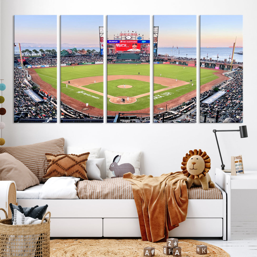 Oracle Park Wall Art Print San Francisco Giants Stadium Canvas Print Baseball Wall Art, MLB Wall Decor, Baseball Lover Gifts Dorm Wall Decor