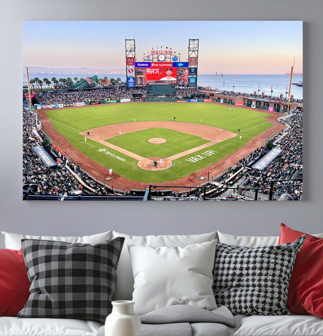 Oracle Park Wall Art Print San Francisco Giants Stadium Canvas Print Baseball Wall Art, MLB Wall Decor, Baseball Lover Gifts Dorm Wall Decor