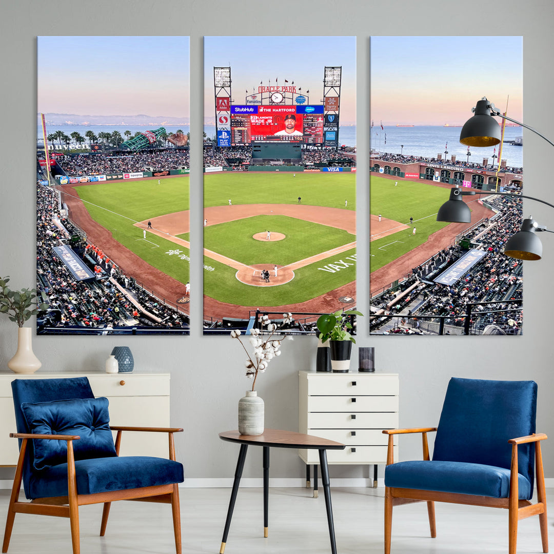 Oracle Park Wall Art Print San Francisco Giants Stadium Canvas Print Baseball Wall Art, MLB Wall Decor, Baseball Lover Gifts Dorm Wall Decor