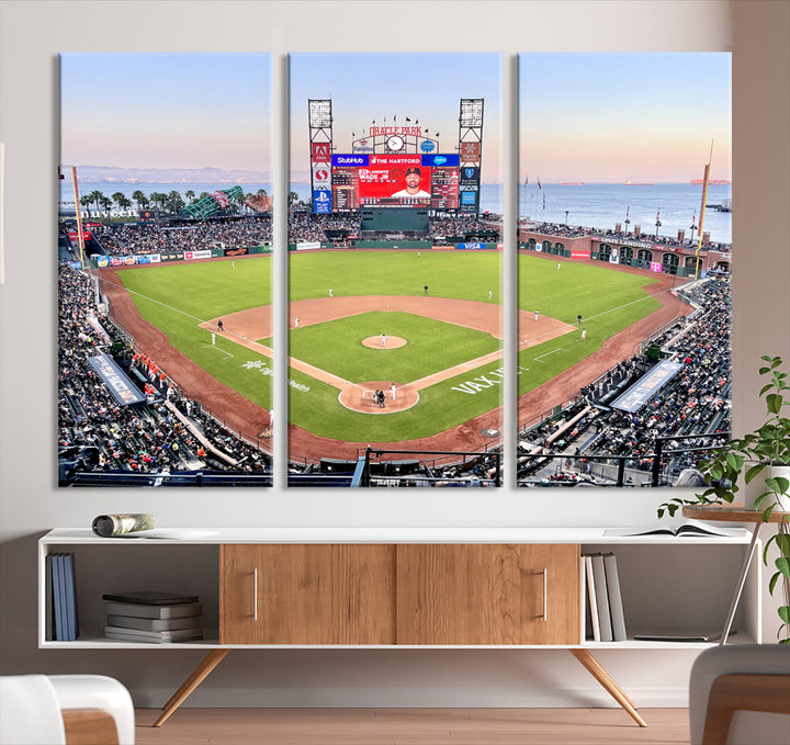 Oracle Park Wall Art Print San Francisco Giants Stadium Canvas Print Baseball Wall Art, MLB Wall Decor, Baseball Lover Gifts Dorm Wall Decor