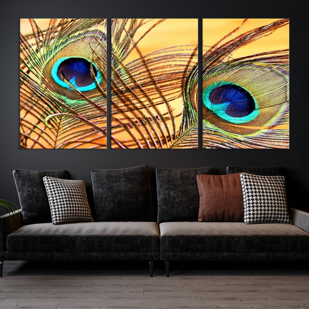 Peacock Feather Artwork Large Wall Art Animal Canvas Print for Nursery Decor