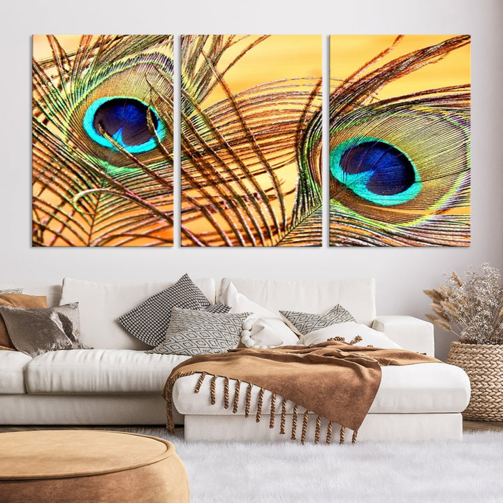 Peacock Feather Artwork Large Wall Art Animal Canvas Print for Nursery Decor