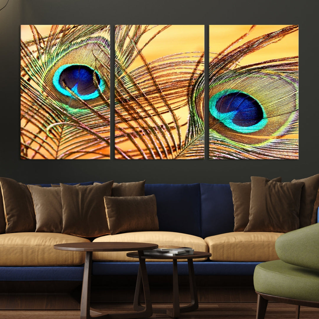 Peacock Feather Artwork Large Wall Art Animal Canvas Print for Nursery Decor