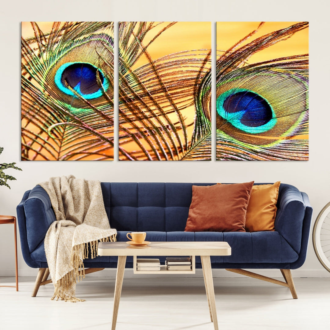 Peacock Feather Artwork Large Wall Art Animal Canvas Print for Nursery Decor