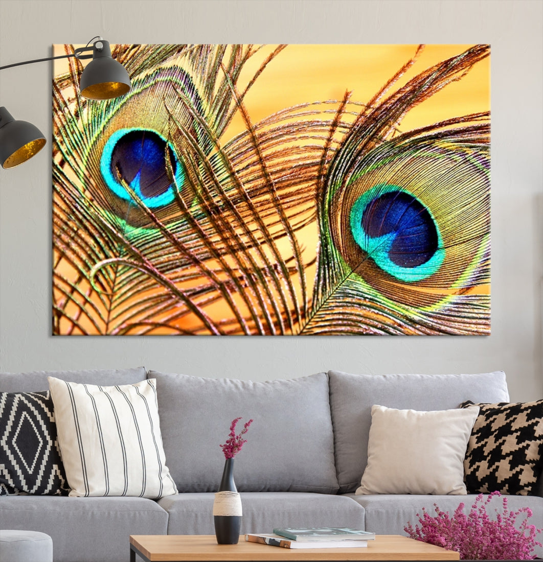 Peacock Feather Artwork Large Wall Art Animal Canvas Print for Nursery Decor