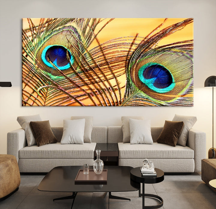 Peacock Feather Artwork Large Wall Art Animal Canvas Print for Nursery Decor