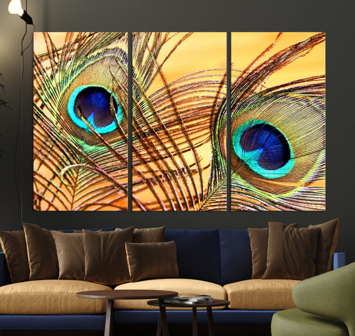 Peacock Feather Artwork Large Wall Art Animal Canvas Print for Nursery Decor