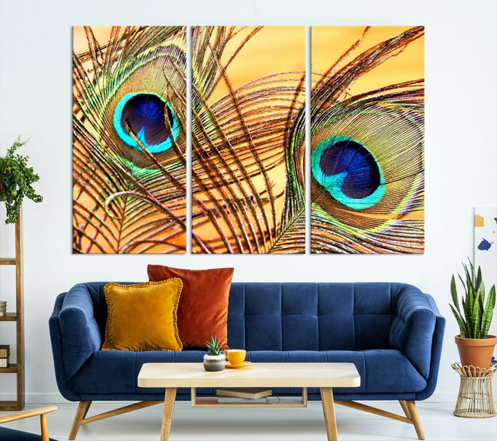 Peacock Feather Artwork Large Wall Art Animal Canvas Print for Nursery Decor