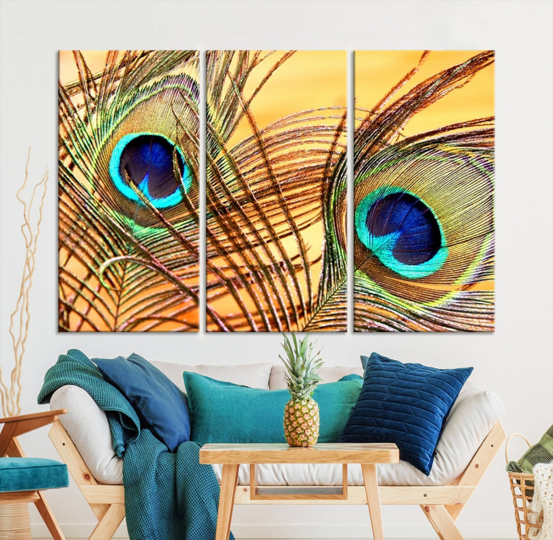 Peacock Feather Artwork Large Wall Art Animal Canvas Print for Nursery Decor