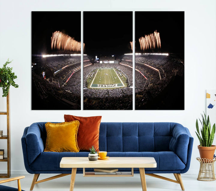 Philadelphia Eagles Lincoln Financial Field Stadium Wall Art Ready to Hang Canvas Football Stadium Print NFL Poster Dorm & Man Cave Wall Art