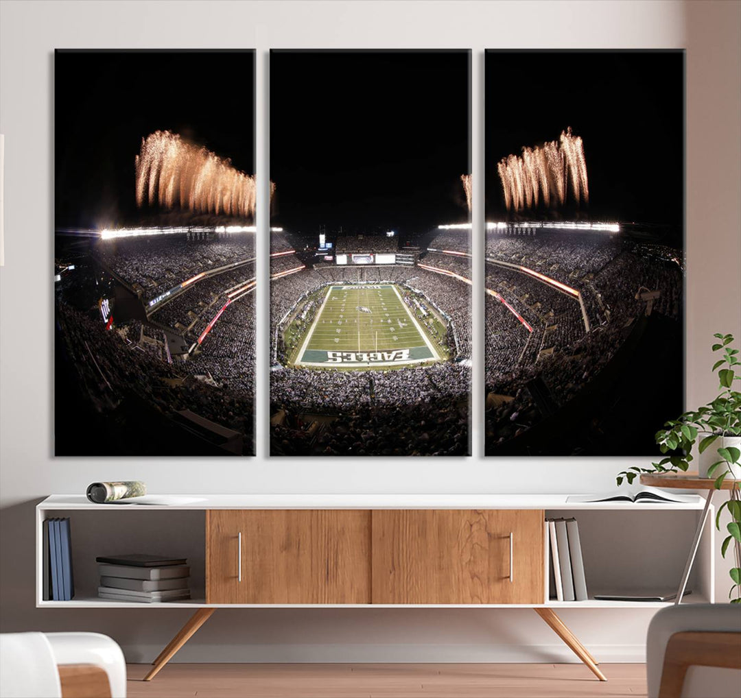 Philadelphia Eagles Lincoln Financial Field Stadium Wall Art Ready to Hang Canvas Football Stadium Print NFL Poster Dorm & Man Cave Wall Art