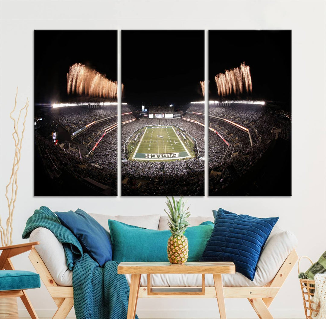 Philadelphia Eagles Lincoln Financial Field Stadium Wall Art Ready to Hang Canvas Football Stadium Print NFL Poster Dorm & Man Cave Wall Art