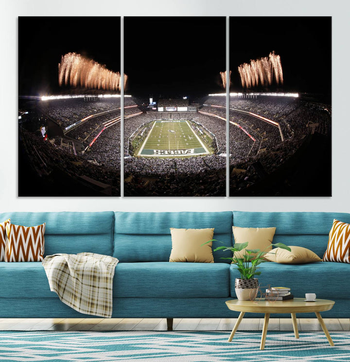 Philadelphia Eagles Lincoln Financial Field Stadium Wall Art Ready to Hang Canvas Football Stadium Print NFL Poster Dorm & Man Cave Wall Art