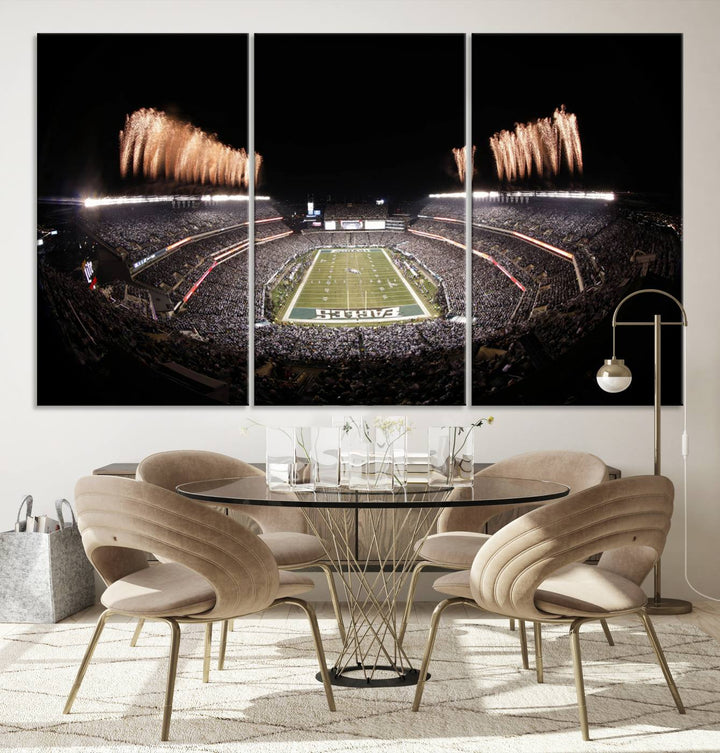 Philadelphia Eagles Lincoln Financial Field Stadium Wall Art Ready to Hang Canvas Football Stadium Print NFL Poster Dorm & Man Cave Wall Art