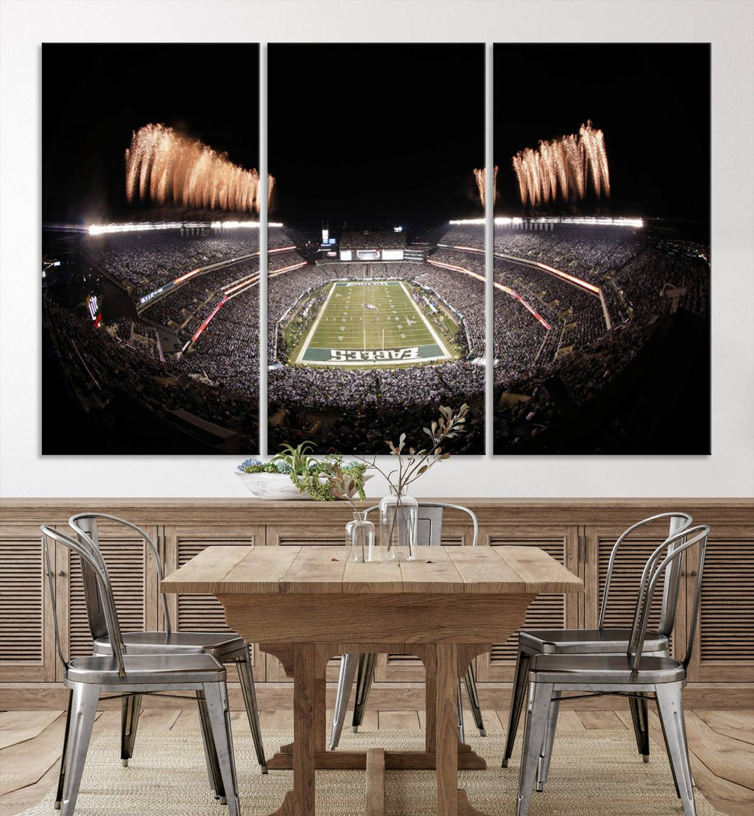 Philadelphia Eagles Lincoln Financial Field Stadium Wall Art Ready to Hang Canvas Football Stadium Print NFL Poster Dorm & Man Cave Wall Art