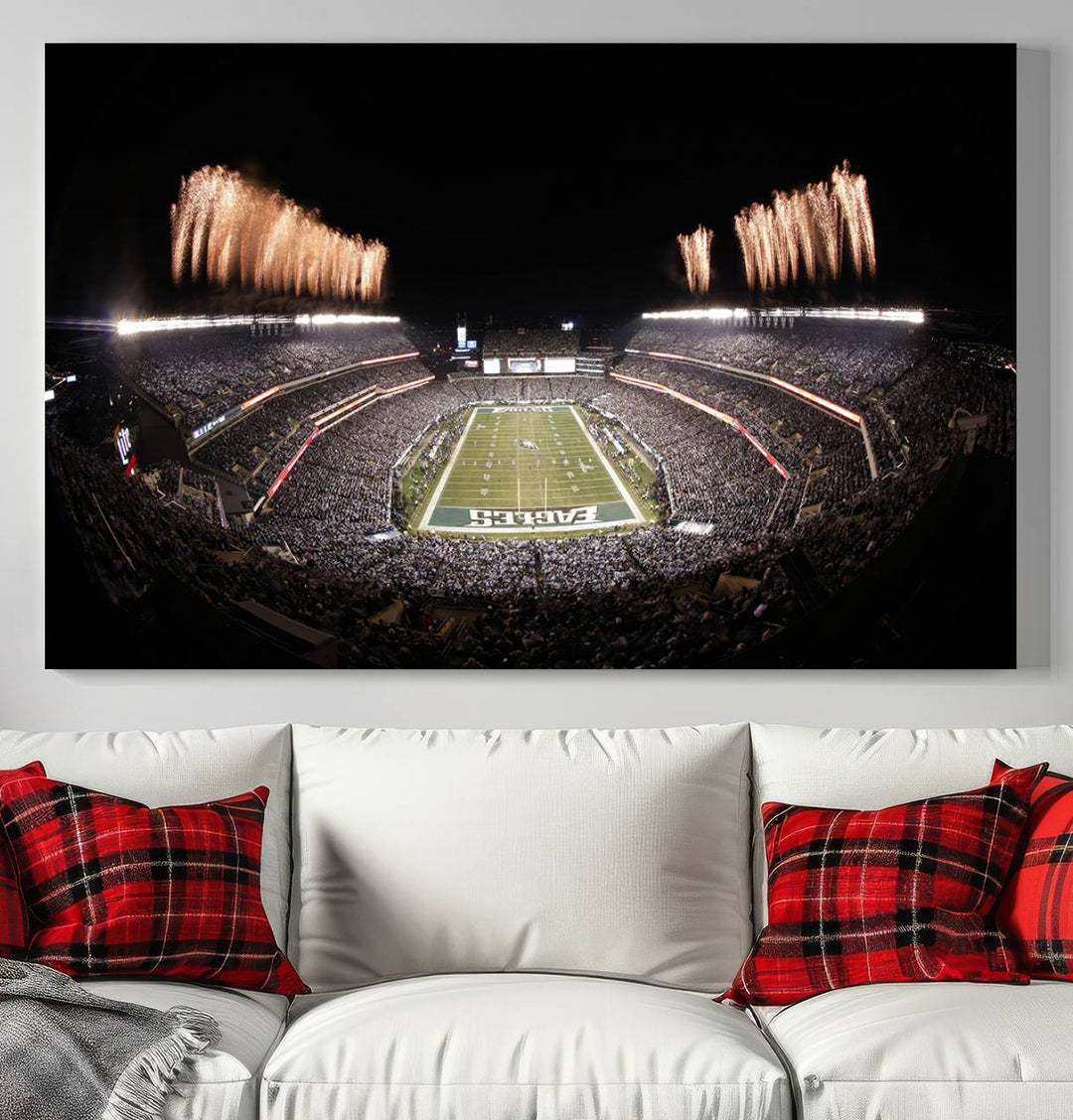 Philadelphia Eagles Lincoln Financial Field Stadium Wall Art Ready to Hang Canvas Football Stadium Print NFL Poster Dorm & Man Cave Wall Art