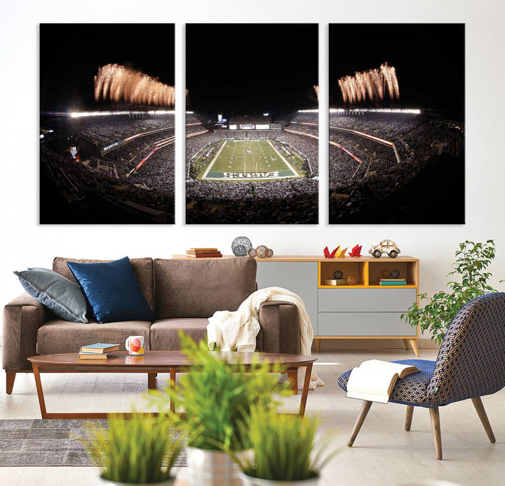 Philadelphia Eagles Lincoln Financial Field Stadium Wall Art Ready to Hang Canvas Football Stadium Print NFL Poster Dorm & Man Cave Wall Art