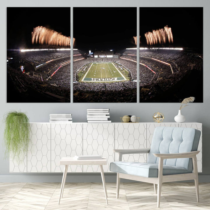 Philadelphia Eagles Lincoln Financial Field Stadium Wall Art Ready to Hang Canvas Football Stadium Print NFL Poster Dorm & Man Cave Wall Art