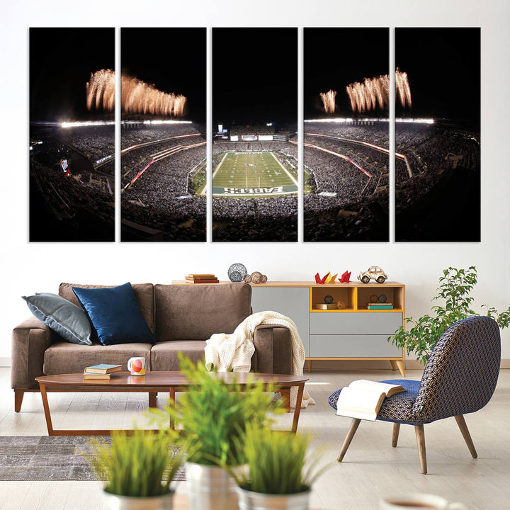 Philadelphia Eagles Lincoln Financial Field Stadium Wall Art Ready to Hang Canvas Football Stadium Print NFL Poster Dorm & Man Cave Wall Art