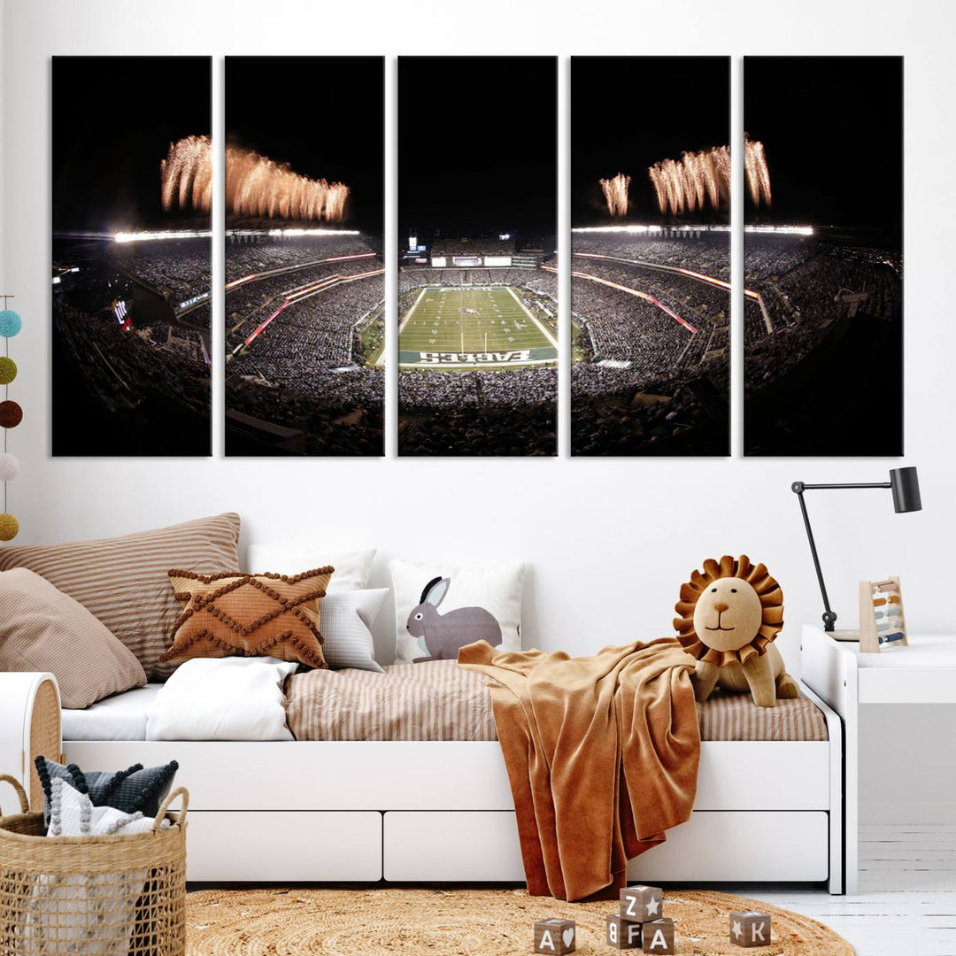 Philadelphia Eagles Lincoln Financial Field Stadium Wall Art Ready to Hang Canvas Football Stadium Print NFL Poster Dorm & Man Cave Wall Art