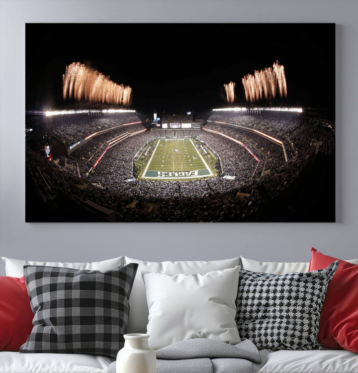 Philadelphia Eagles Lincoln Financial Field Stadium Wall Art Ready to Hang Canvas Football Stadium Print NFL Poster Dorm & Man Cave Wall Art