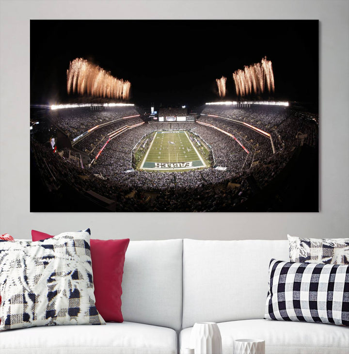 Philadelphia Eagles Lincoln Financial Field Stadium Wall Art Ready to Hang Canvas Football Stadium Print NFL Poster Dorm & Man Cave Wall Art