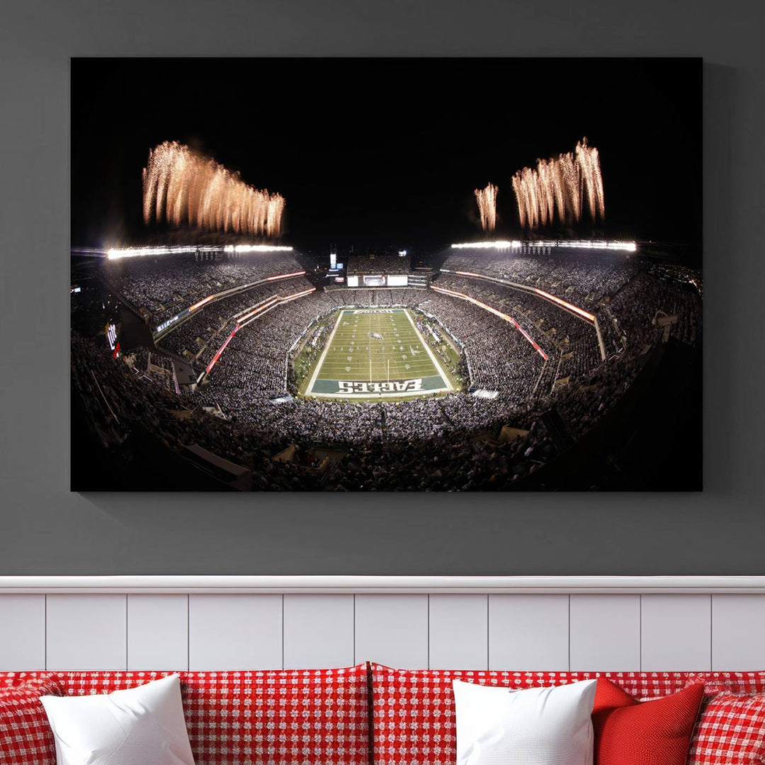 Philadelphia Eagles Lincoln Financial Field Stadium Wall Art Ready to Hang Canvas Football Stadium Print NFL Poster Dorm & Man Cave Wall Art