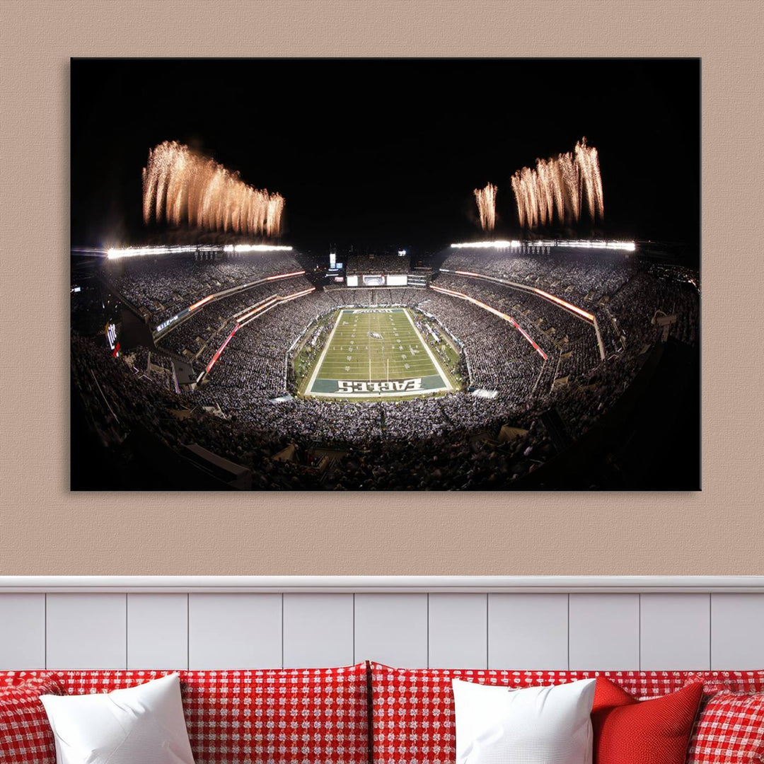 Philadelphia Eagles Lincoln Financial Field Stadium Wall Art Ready to Hang Canvas Football Stadium Print NFL Poster Dorm & Man Cave Wall Art