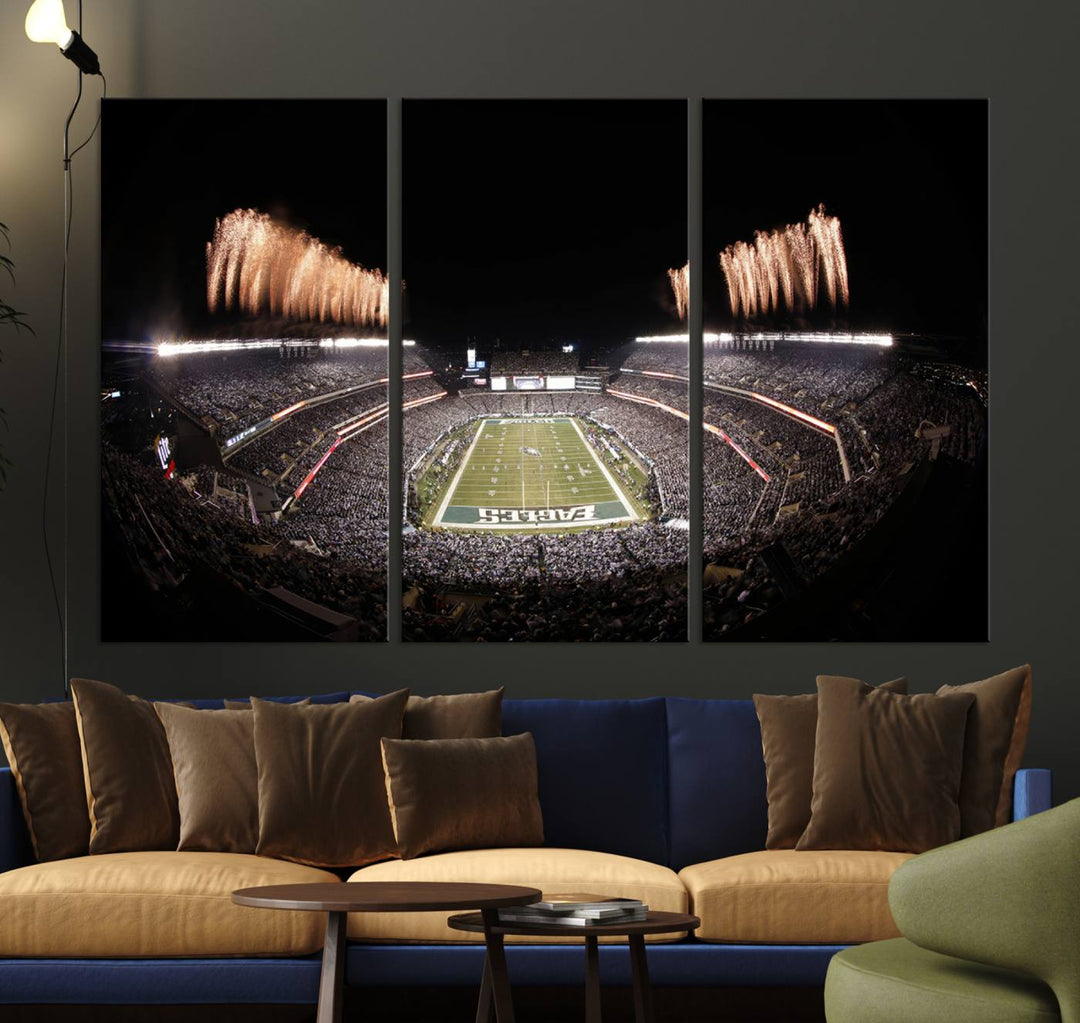 Philadelphia Eagles Lincoln Financial Field Stadium Wall Art Ready to Hang Canvas Football Stadium Print NFL Poster Dorm & Man Cave Wall Art