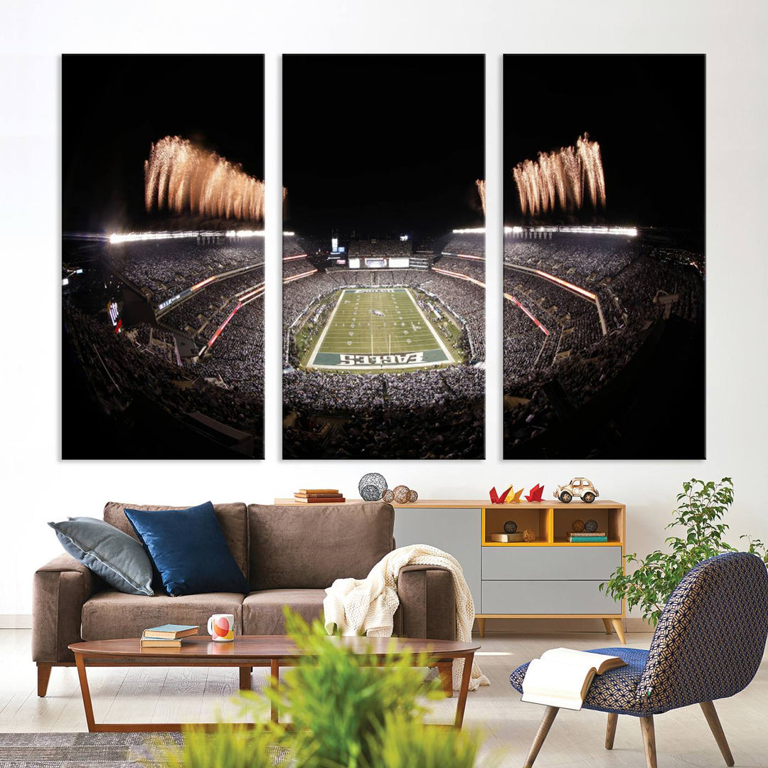 Philadelphia Eagles Lincoln Financial Field Stadium Wall Art Ready to Hang Canvas Football Stadium Print NFL Poster Dorm & Man Cave Wall Art